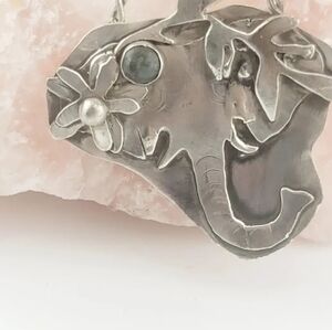 TURQUOISE BOHEMIAN ELEPHANT PENDANT HANDMADE IN STERLING SILVER METAL